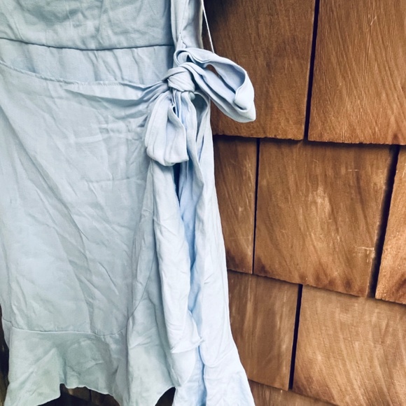 Trixxi Women’s Juniors Fit & Flare Mini Light Blue Dress Short Sleeve Ruffle - Picture 8 of 17